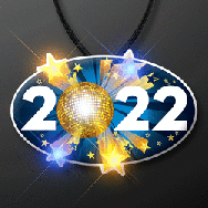 2022 Flashing New Years LED Body Light on Black Lanyard Necklace