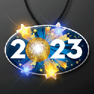 2023 Flashing New Years LED Body Light on Black Lanyard Necklace