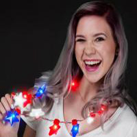 4TH OF JULY Red-White-Blue Flashing Star Necklace