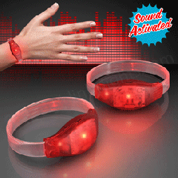 RED Sound Activated LED Flashing Bracelets